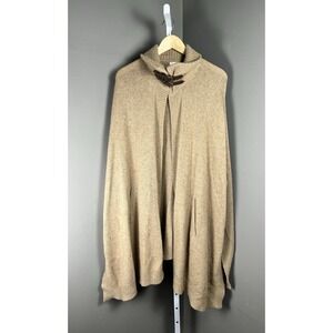 Kenar Wool Blend Cape Poncho Sweater Cardigan Tan Toggle Closure S Y2K Office
